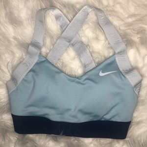 Cute Blue and White Colorblock Nike Dry Fit Sports Bra size xsmall